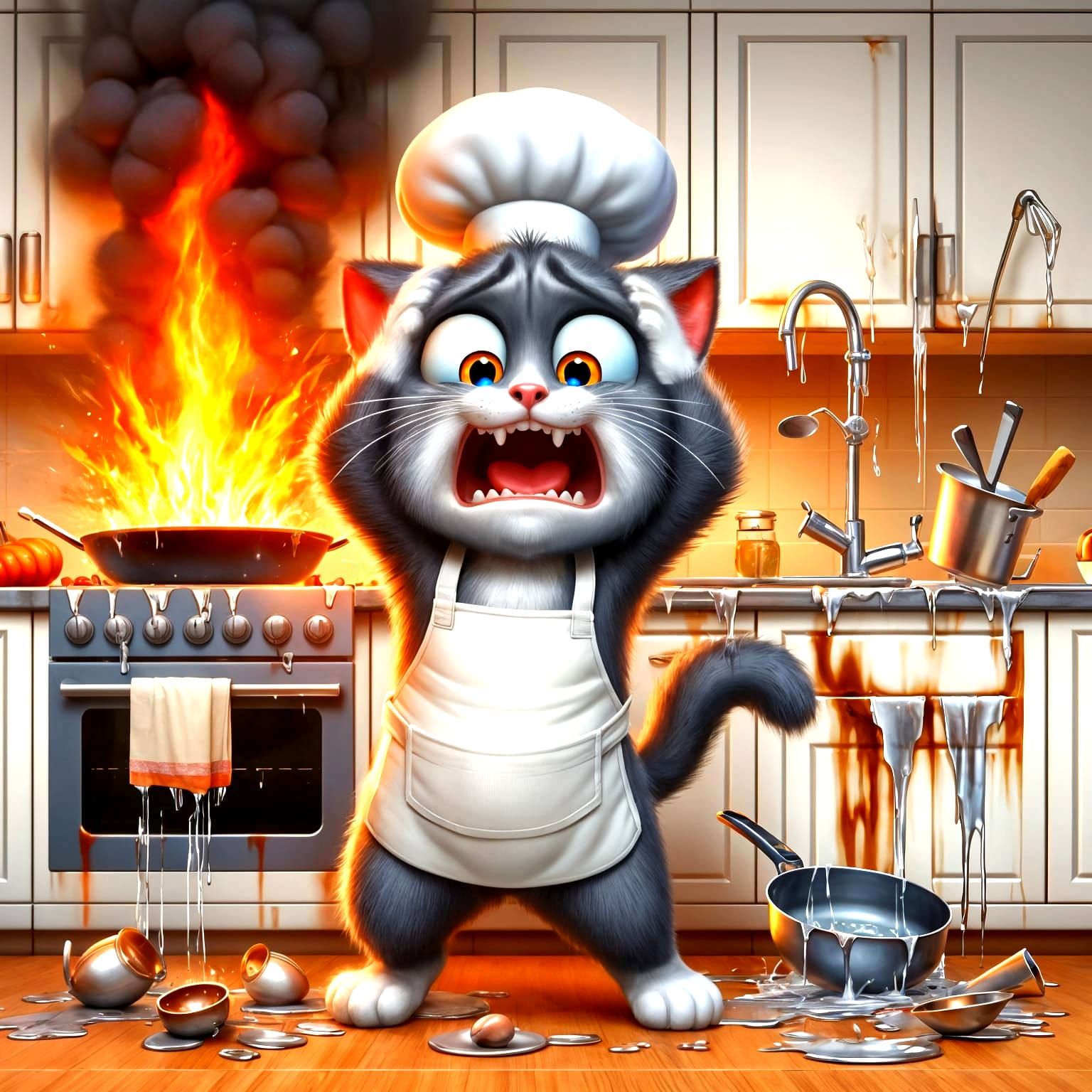 Cat-astrophe in the kitchen!