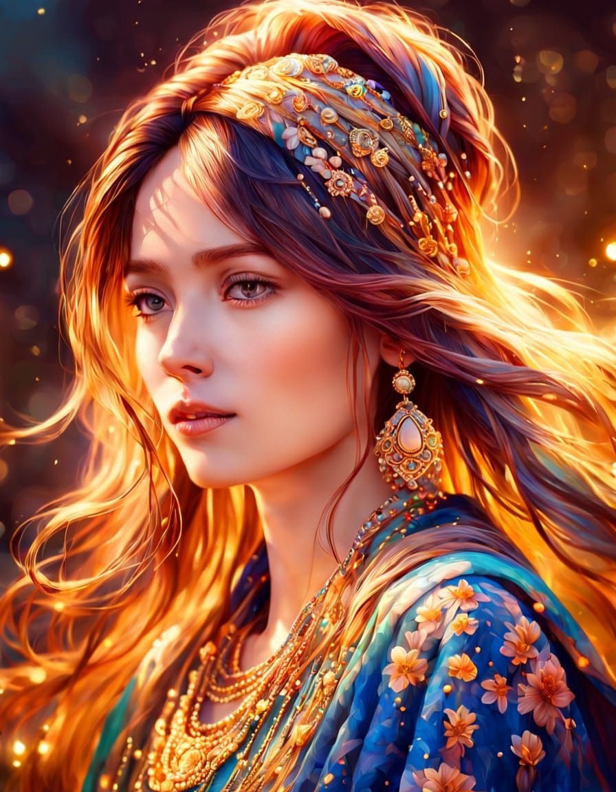 Create an attractive and stunning woman with her own unique style.