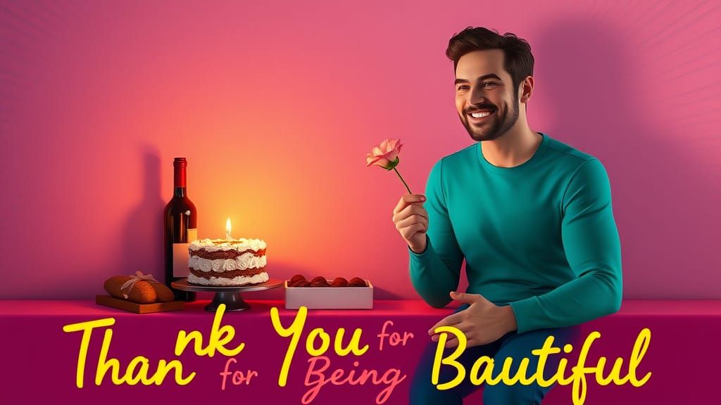 Whimsical Celebration of Gratitude in Vibrant Digital Art