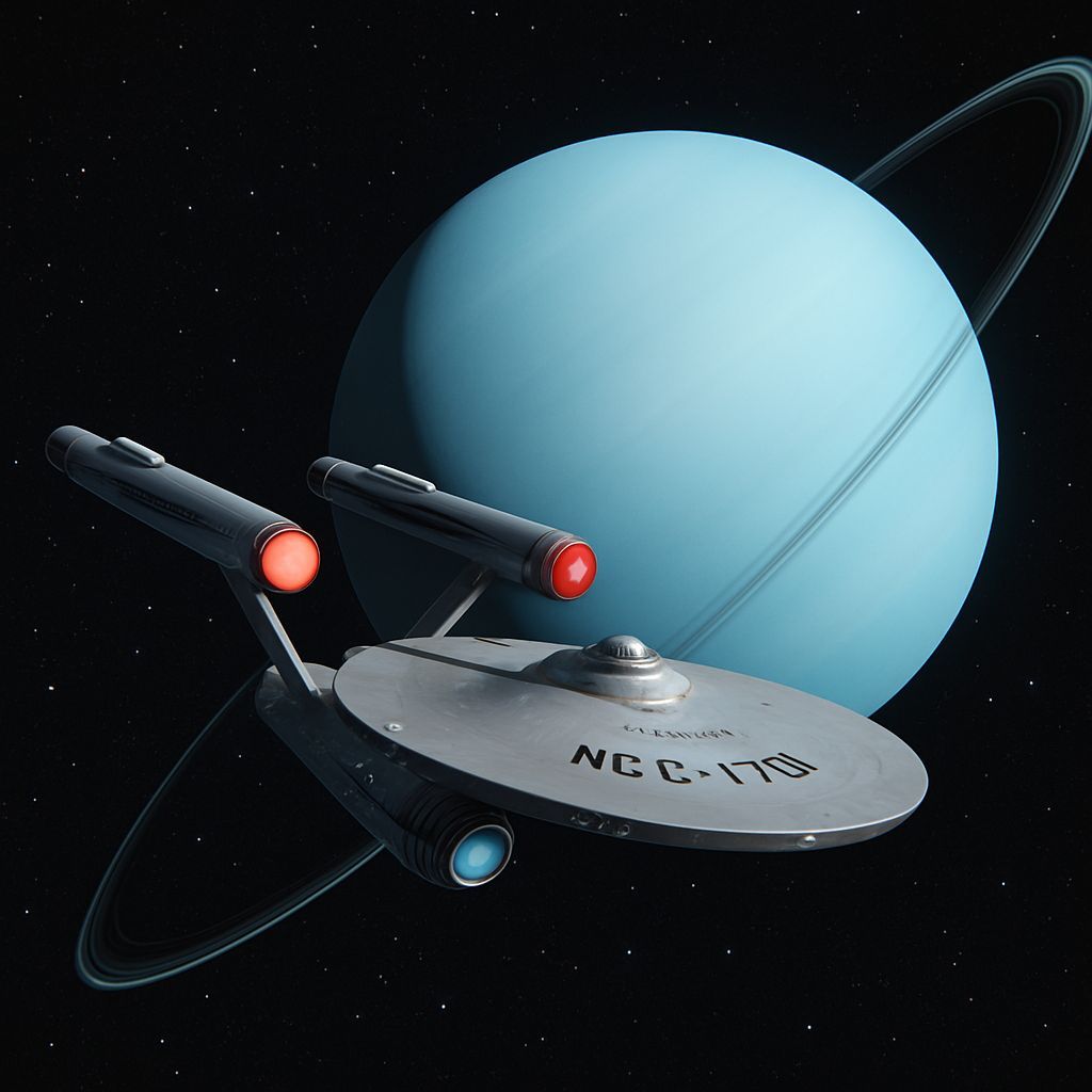 Starship Enterprise Orbiting Uranus