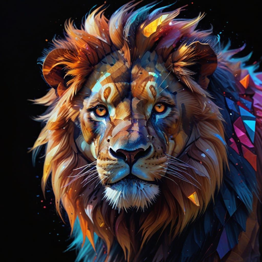 Geometric Lion Abstract Art