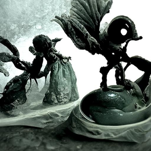 three fairies build a chinese teapot out of clay