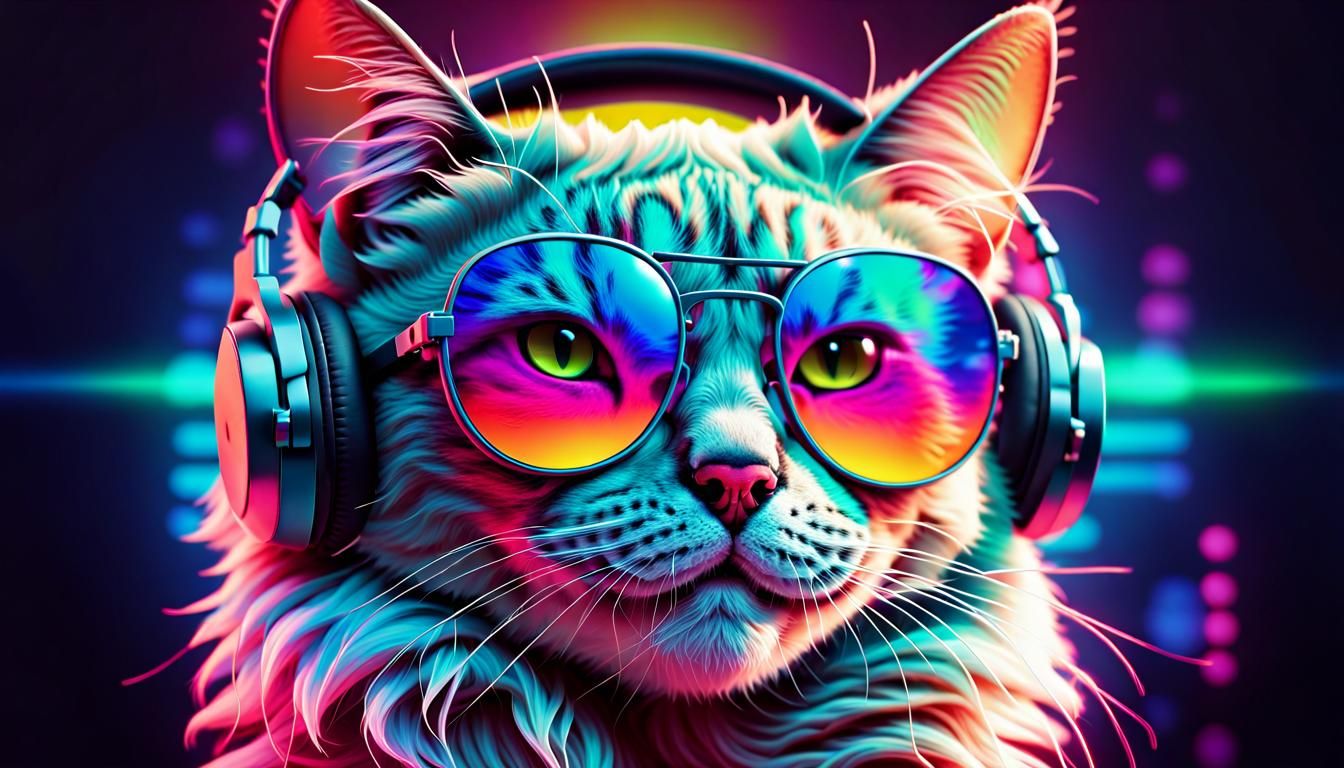 Vaporwave DJ Kitty  by @3E