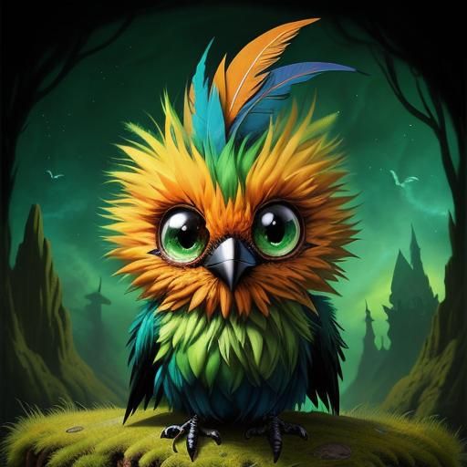 Cute and fluffy tiny baby bird by Andy Kehoe and Tim Burton. Big sad ...