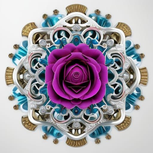 extremely detailed complex "Shiny Diamond Filigree Rose!!!",...