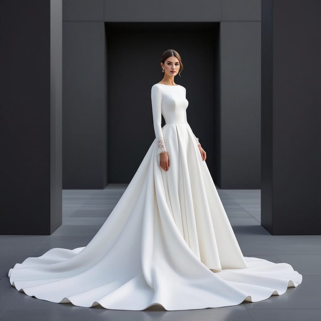 Elegant Bridal Portrait in Modern Geometric Setting