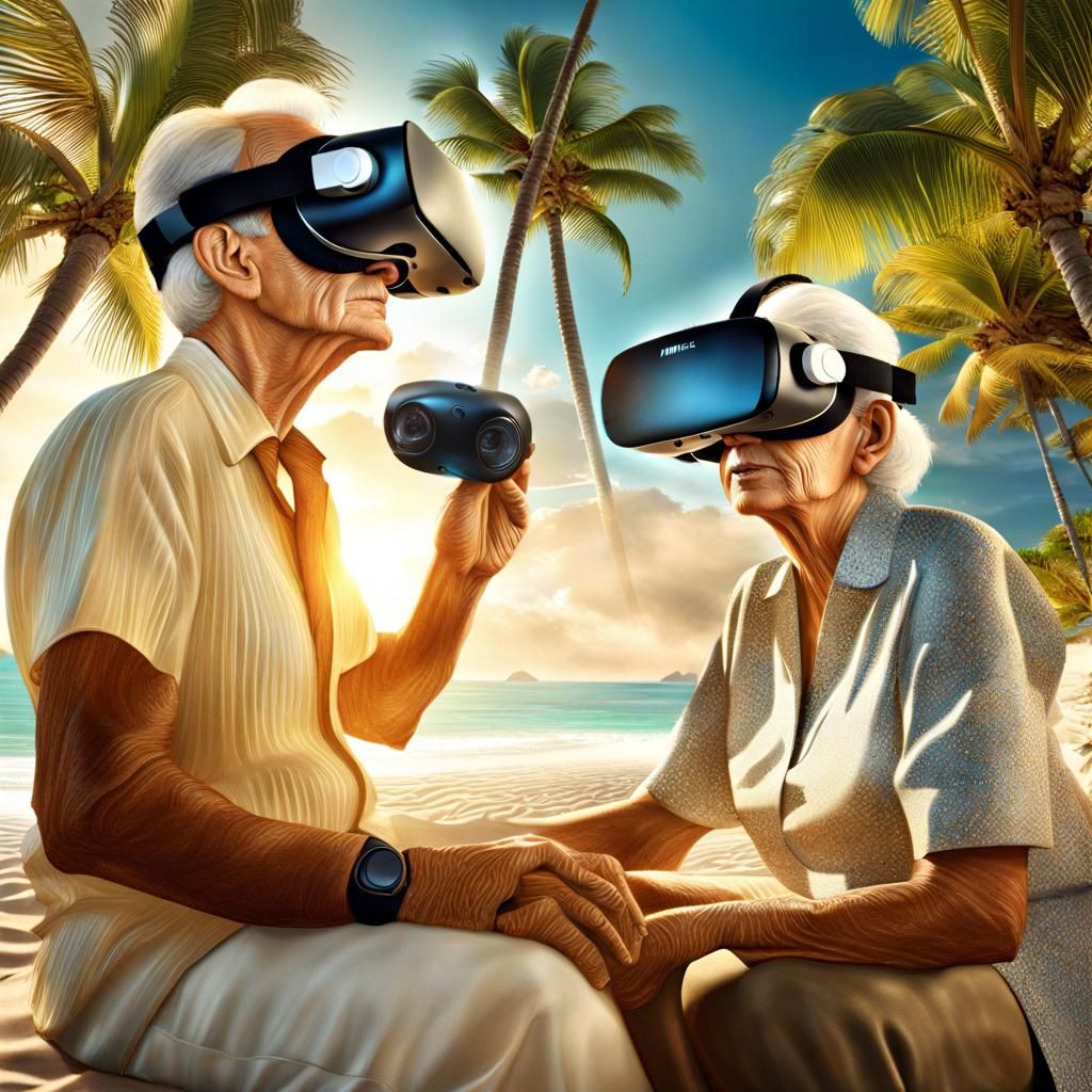 (Double exposure ethereal matrix of paradise vacation relaxi...