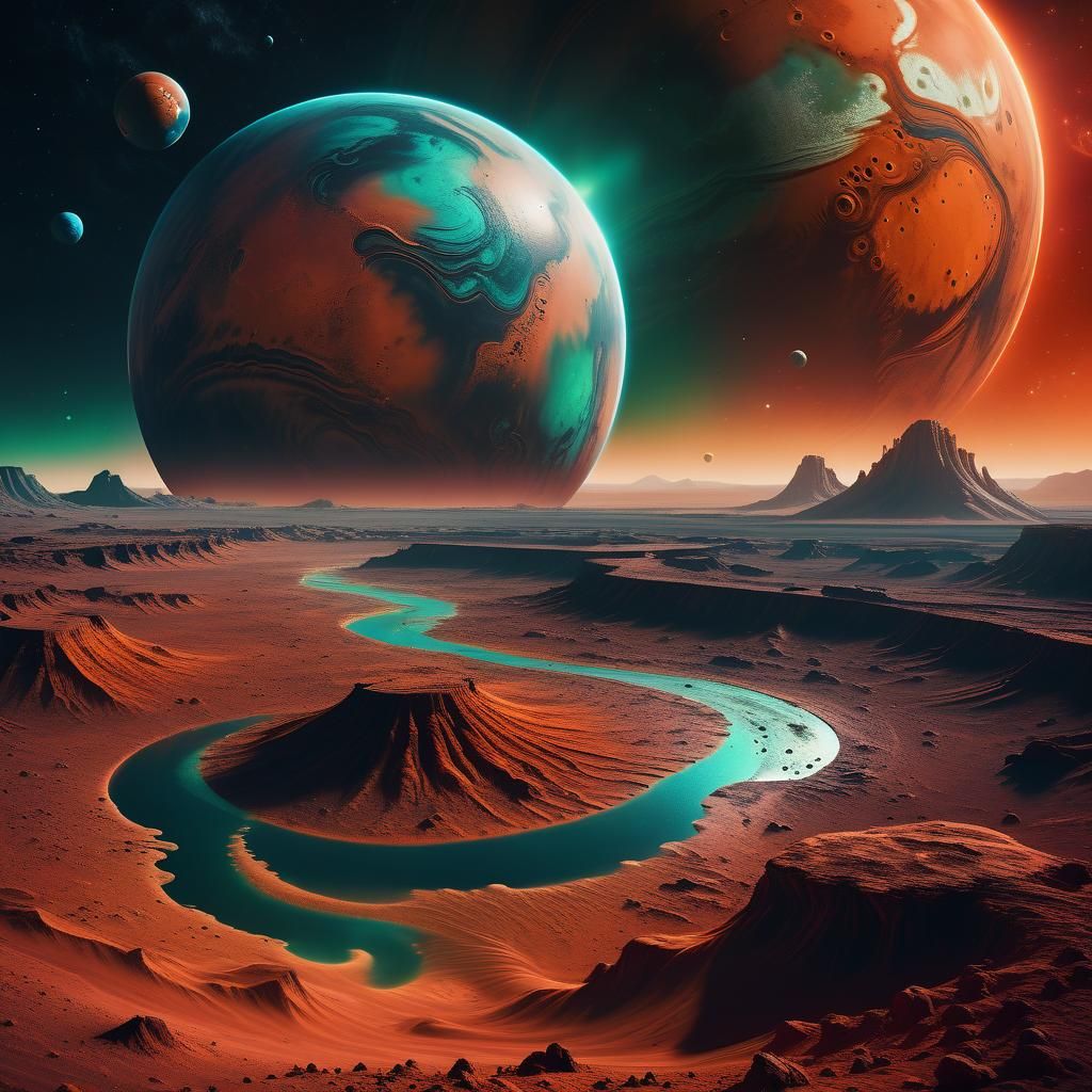 majestic planet Mars transformed into a surreal world - AI Generated ...