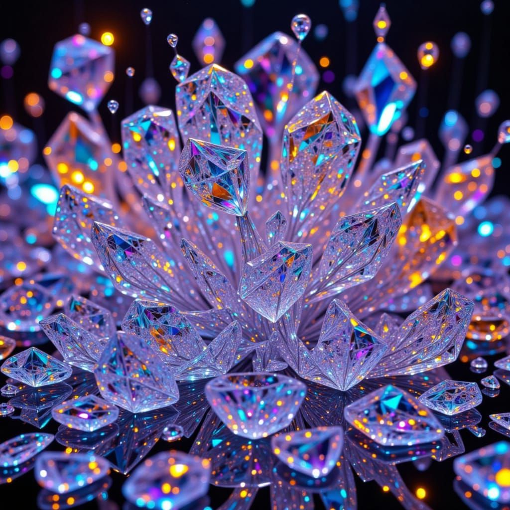 <lora:Glass Art:1.0> Glass crystallization