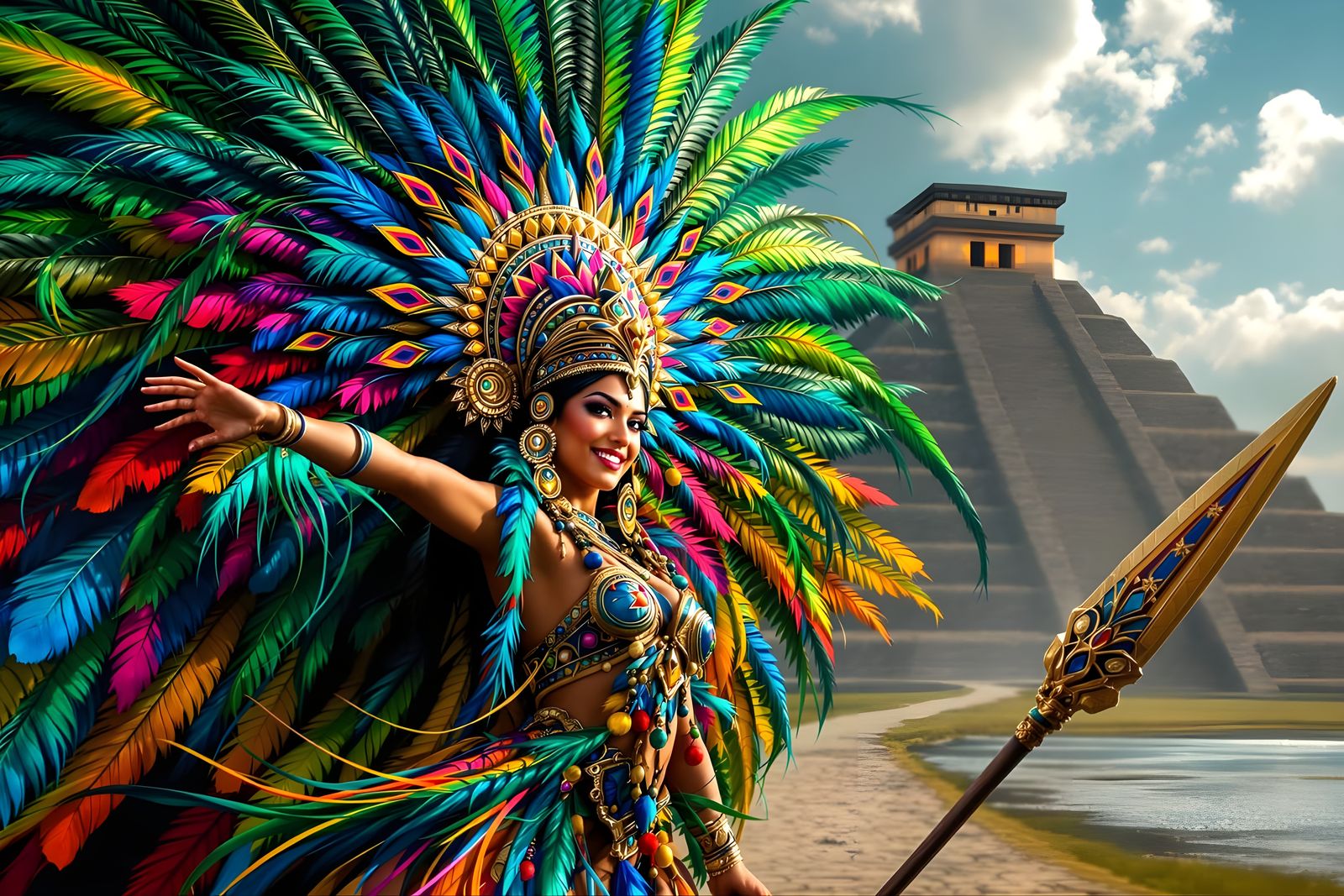 Beautiful Aztec Feathers of the Sun  by @Gary Murakami