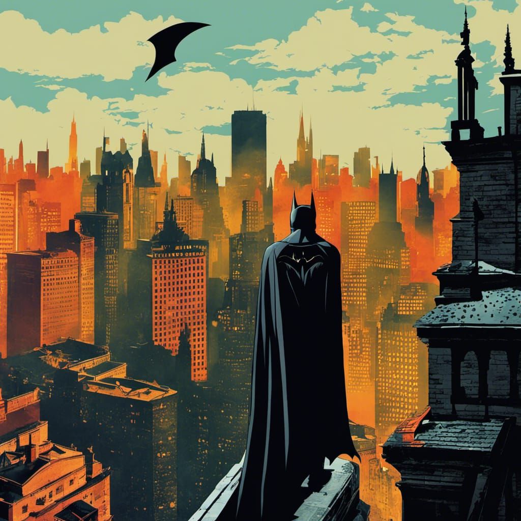 Batman on the roof of Gotham City - AI Generated Artwork - NightCafe ...