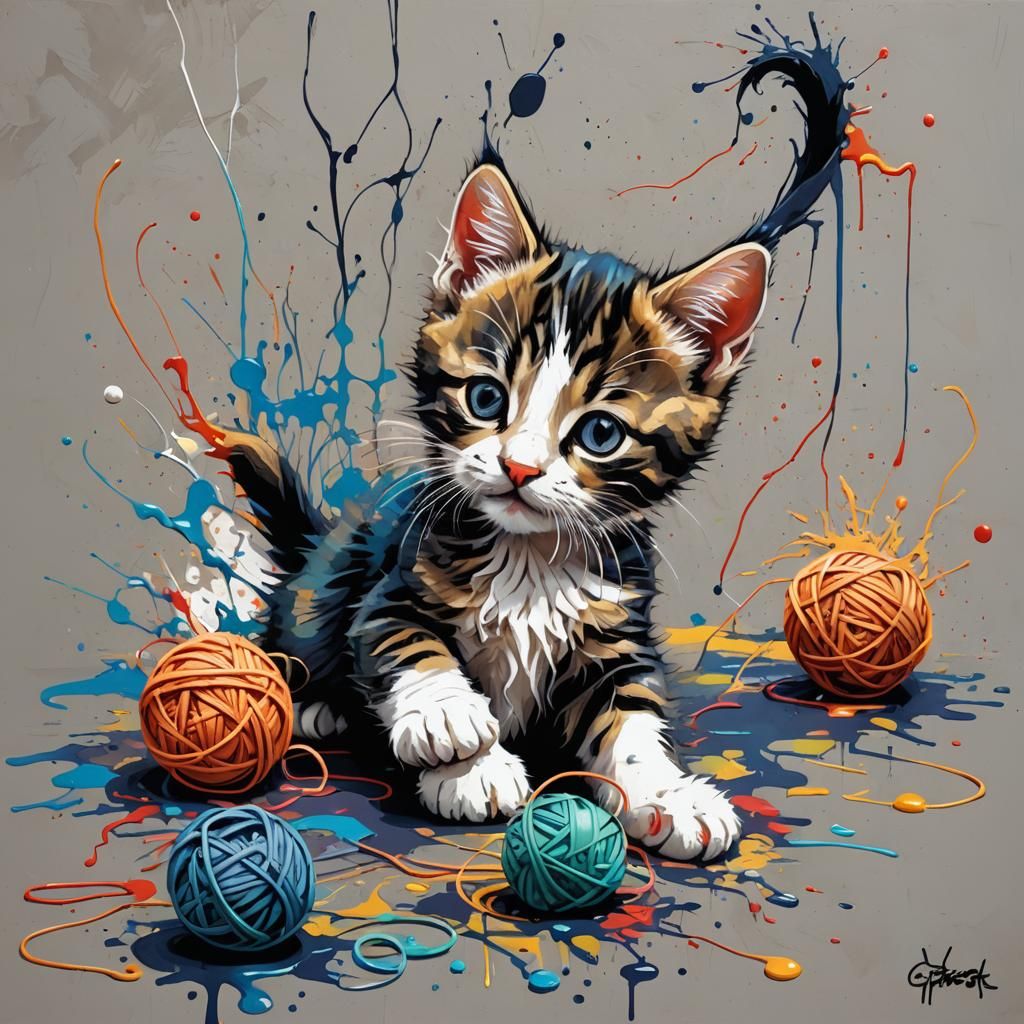 A kitten having fun