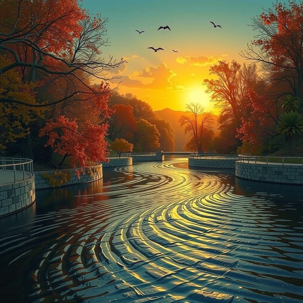 Autumn River Winding Through a Vibrant Forest