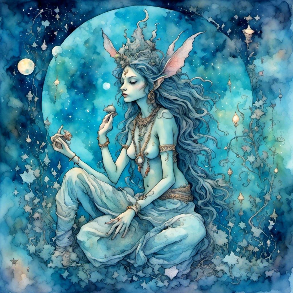 Hindu goddess <lora:Blue Moon:1.0>