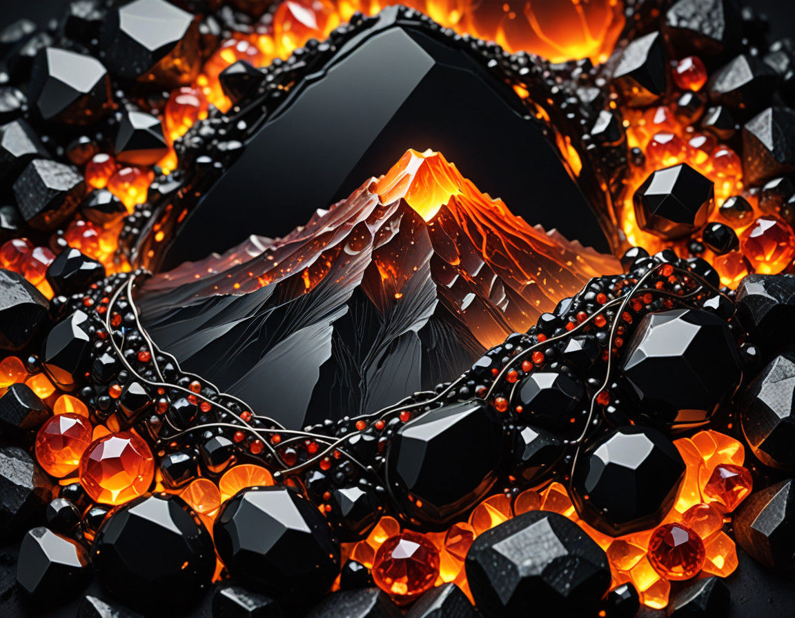 Onyx Stone faces, fire opal lava   by @Kate