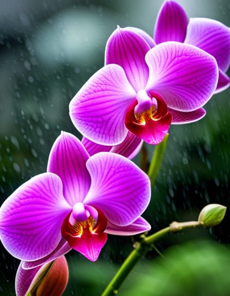 Orchids in the rain
