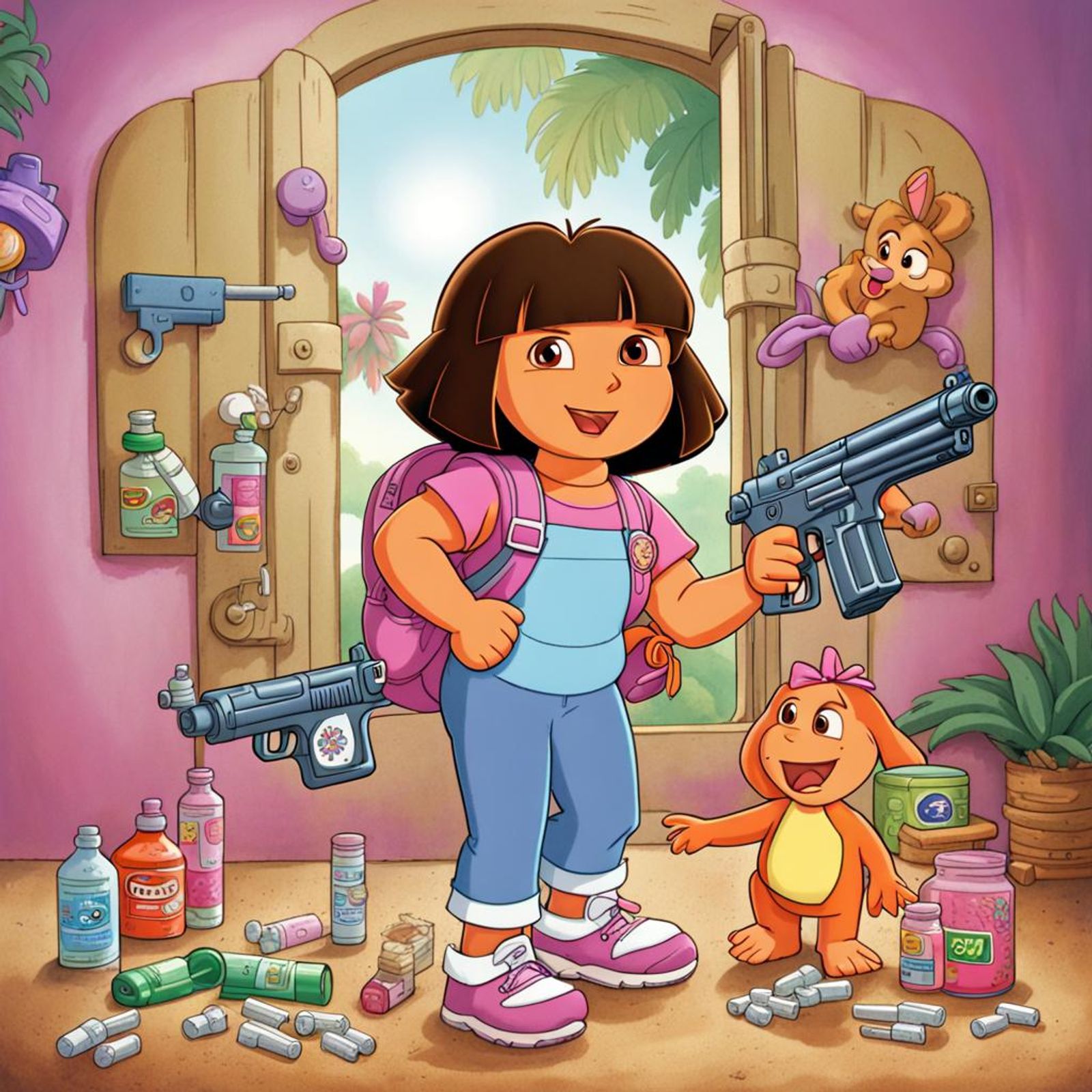 dora the explorer starts selling drugs and guns to make ends meet - AI ...