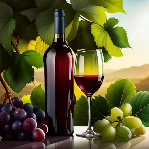 Wine and grapes  by @undefined