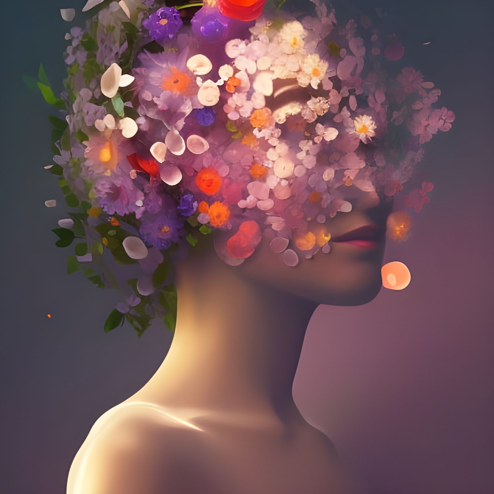 beautiful flowered woman