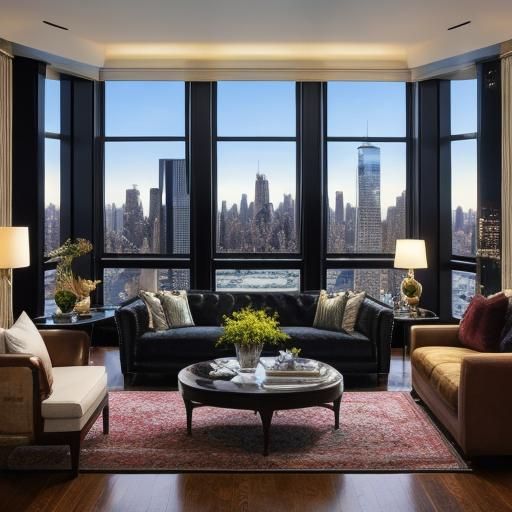 Interior of a New York penthouse. Maximalist interior design...