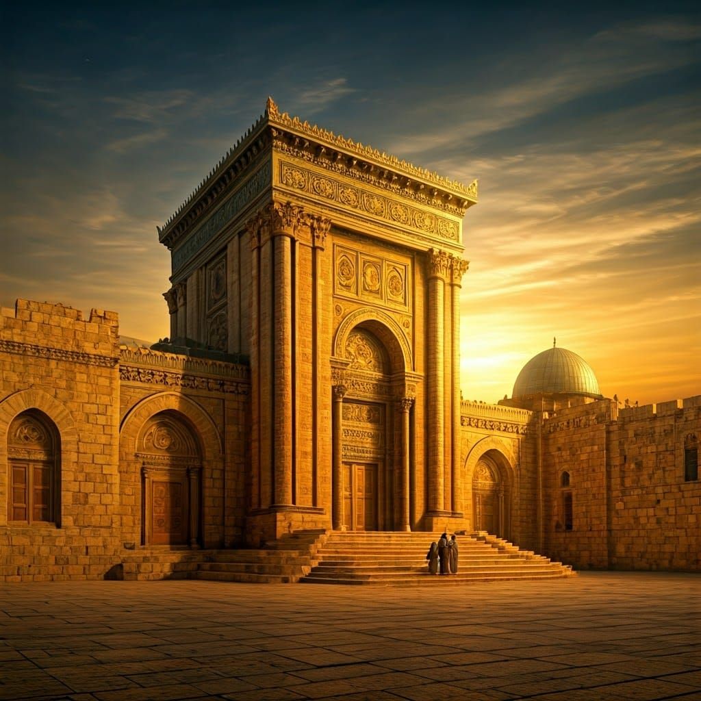 Jerusalem Temple Radiant in Sunrise Glory