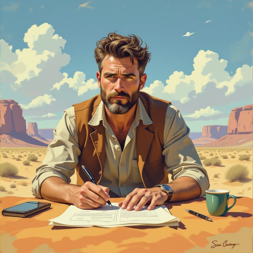 Snow Leopard and Cub in Painterly Style