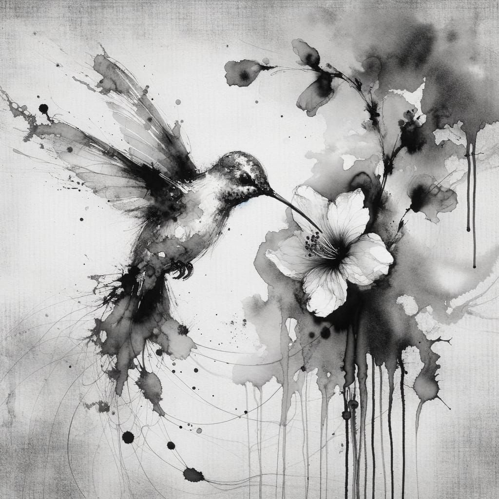 Hummingbird and flower  by @Locutus