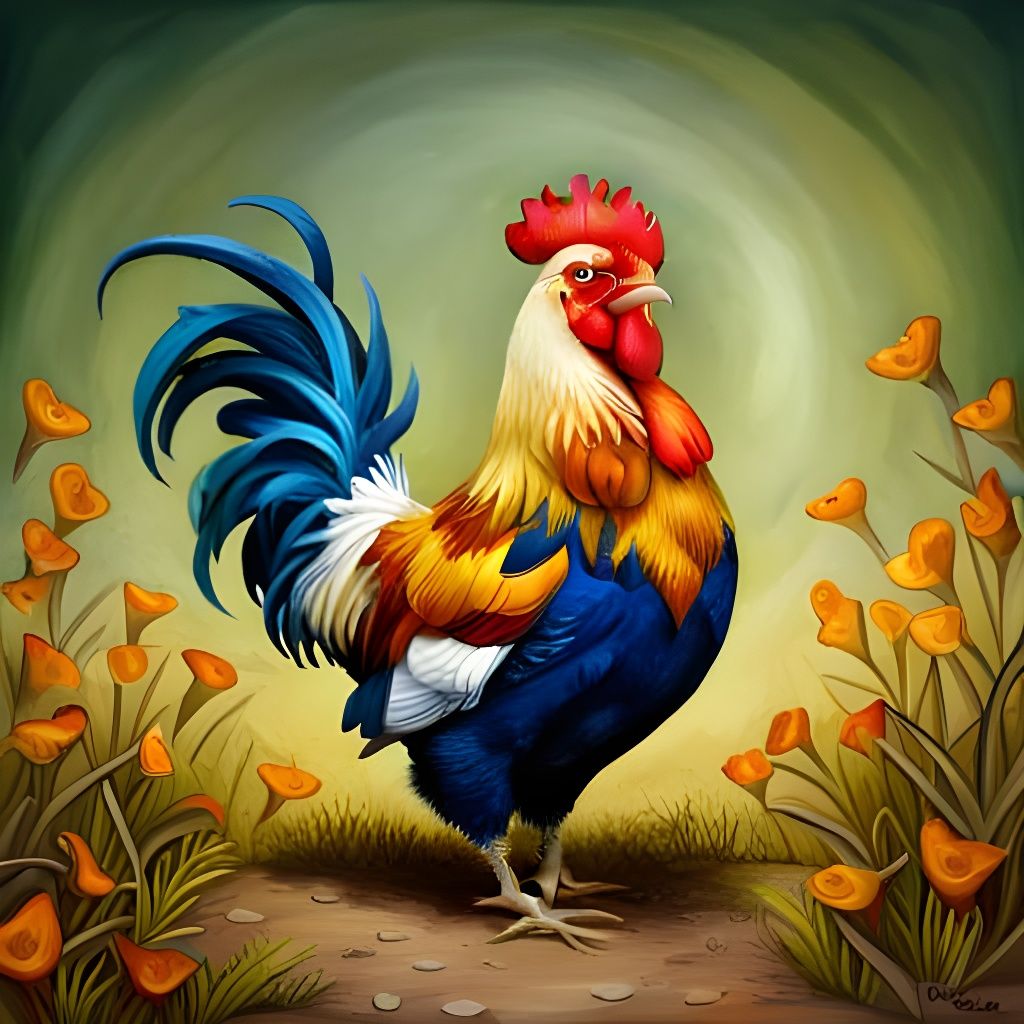 blue rooster AI Generated Artwork NightCafe Creator