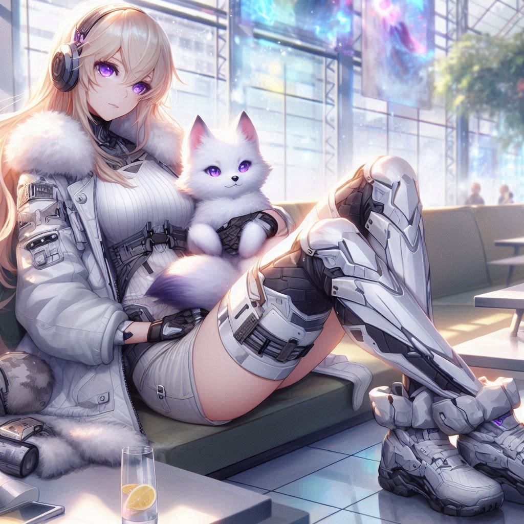 Woman and snow fox, v2