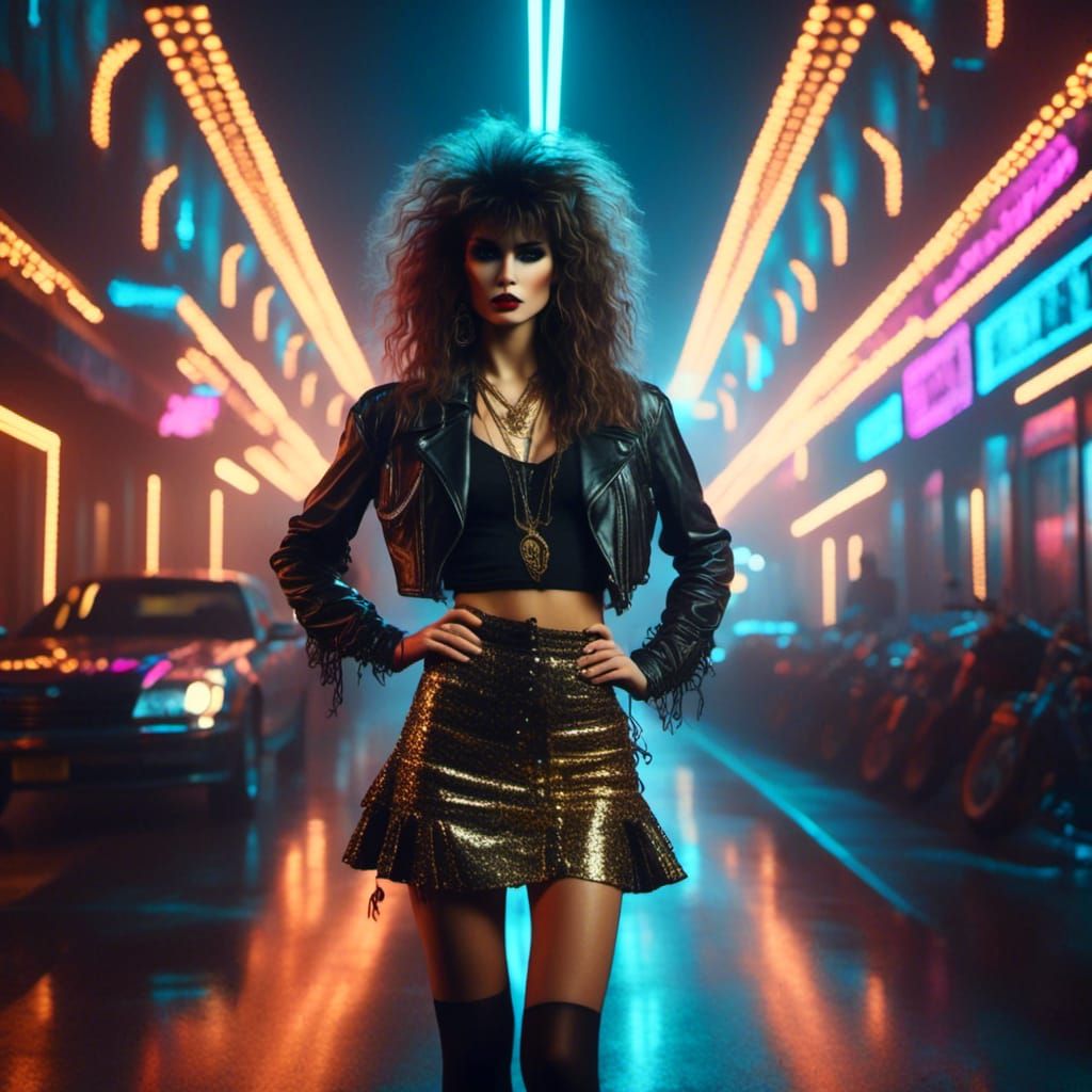 Cyberpunk,rock star,big hair, <lora:80s RetroWave:1.0>, <lor...