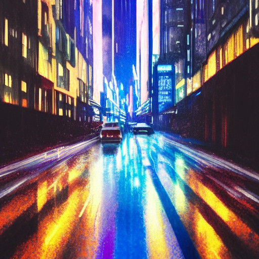 Surreal Cyberpunk Cityscape in Dark, Moody Neon
