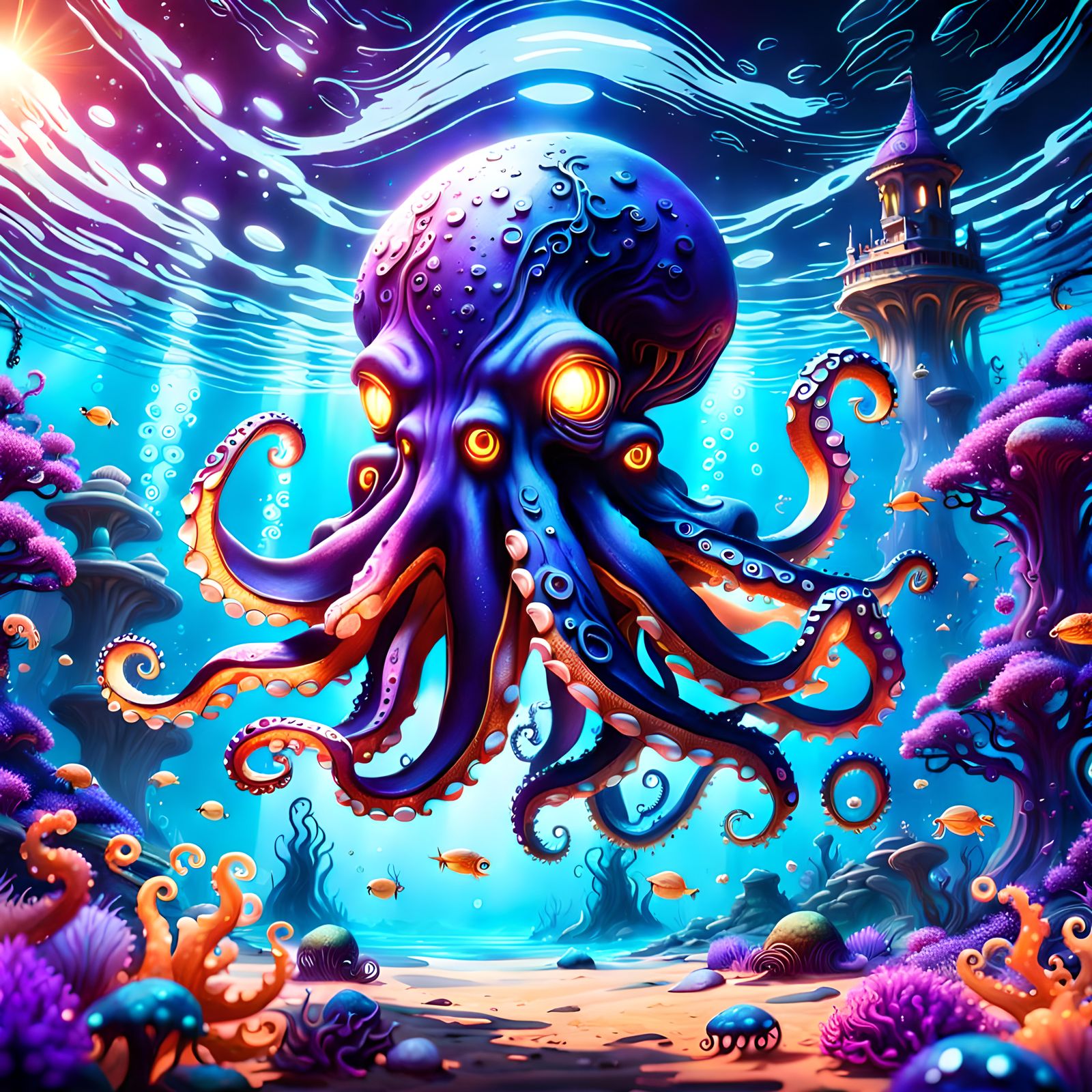 glowing magical octopus - AI Generated Artwork - NightCafe Creator