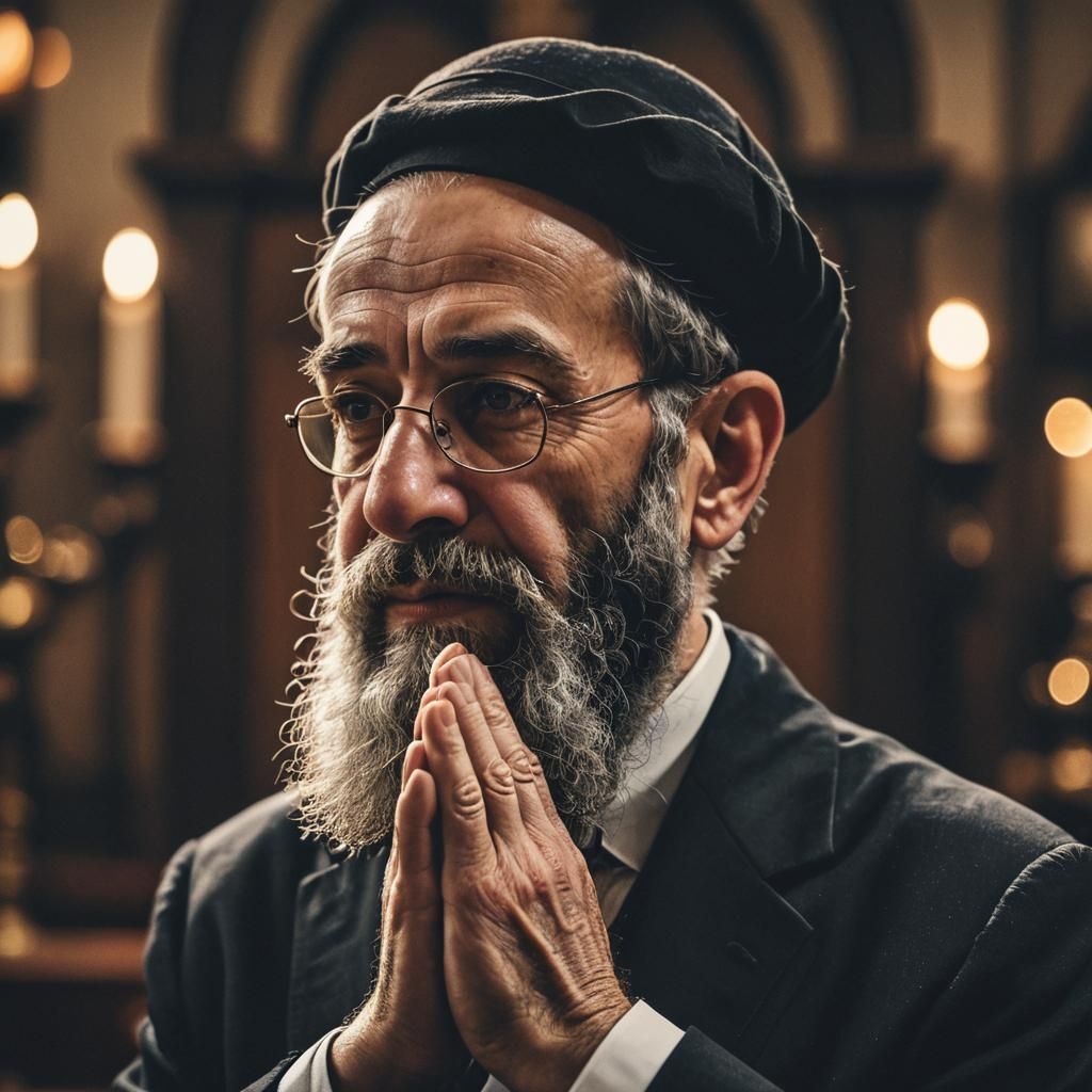 הרב הצדיק סופק את כפיו בהבעת שמחה