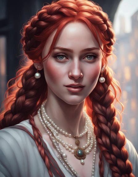 Redhead with pearls - AI Generated Artwork - NightCafe Creator