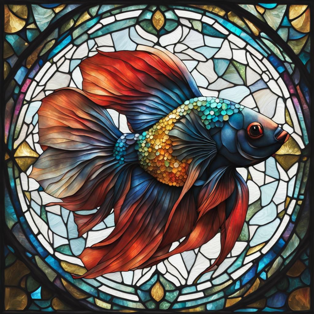 Betta Fish in Stained Glass AI Generated Artwork NightCafe
