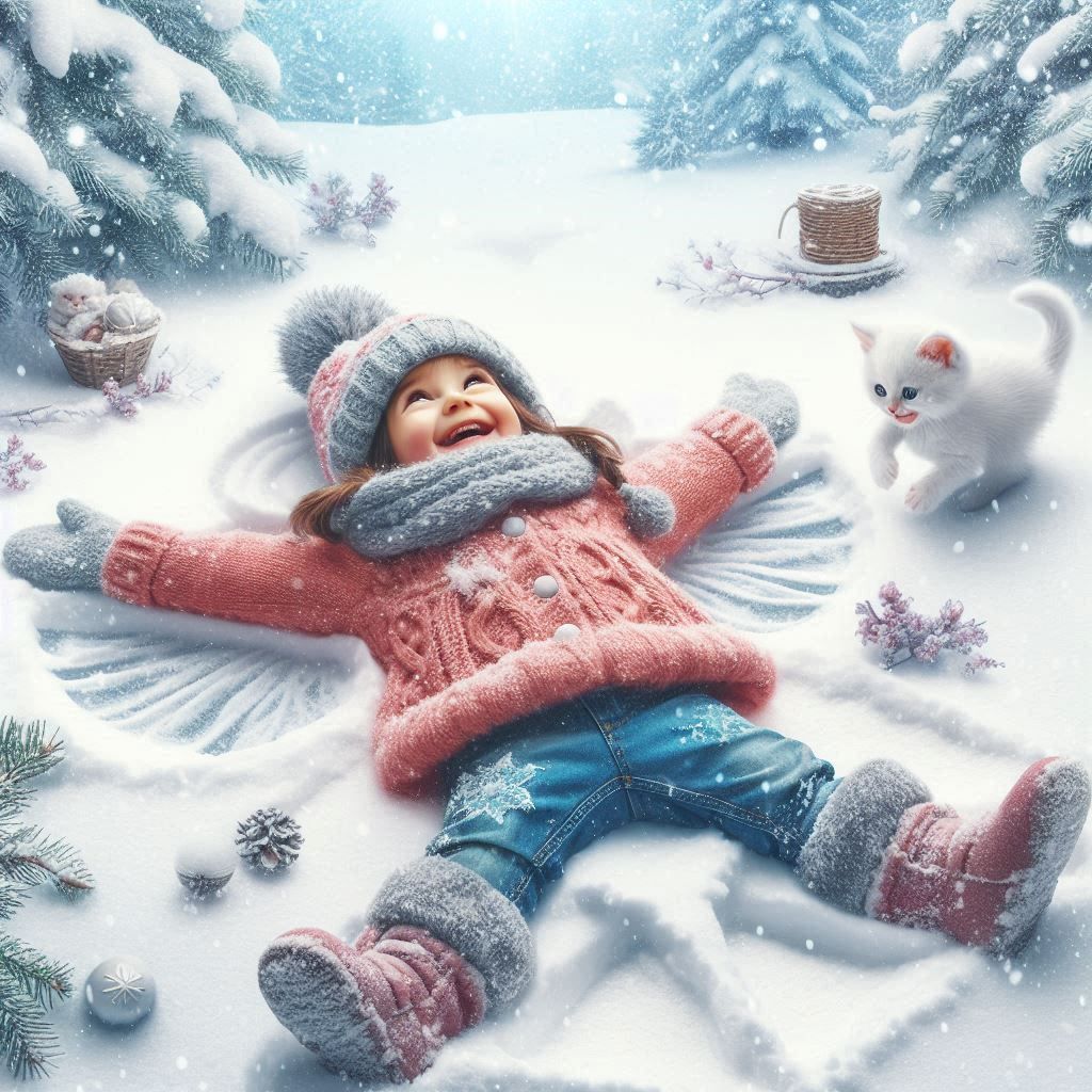 Happiness is enjoying playing in the snow