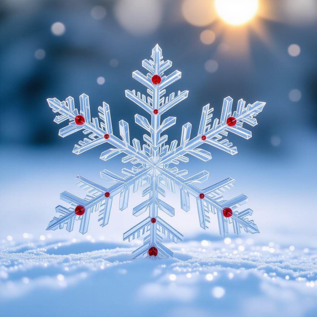 Cute Stylized Snowflake with Colorful Accents