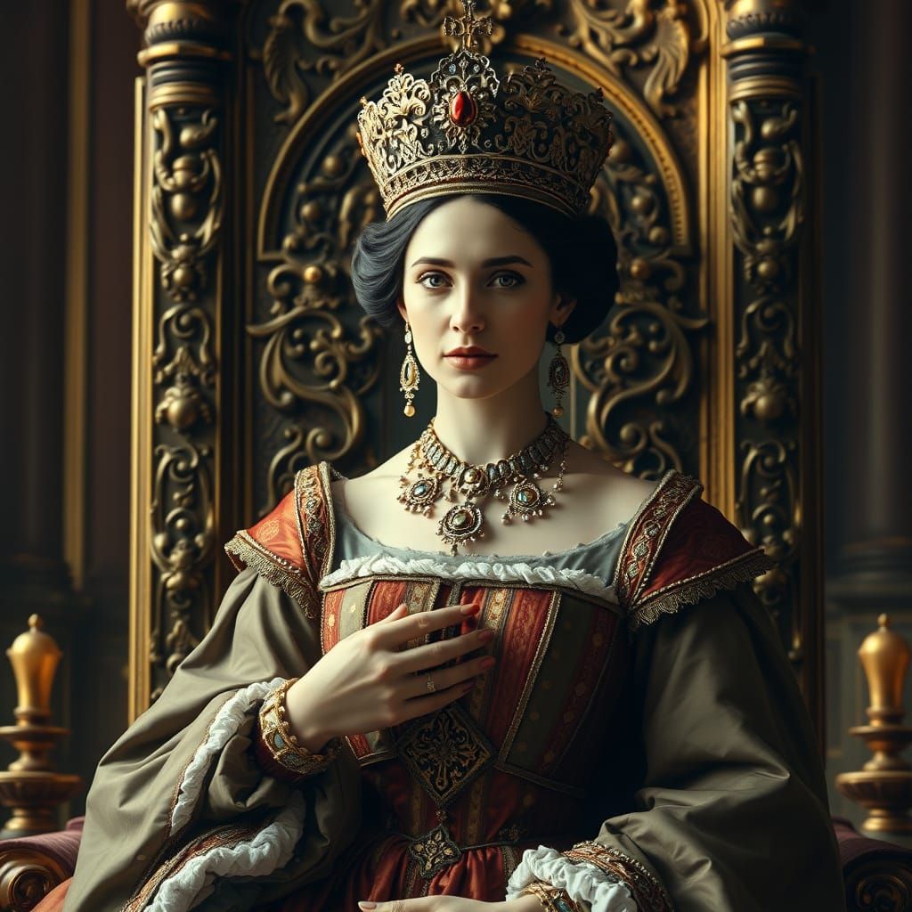 Renaissance Queen Portrait in Oil Painting Style