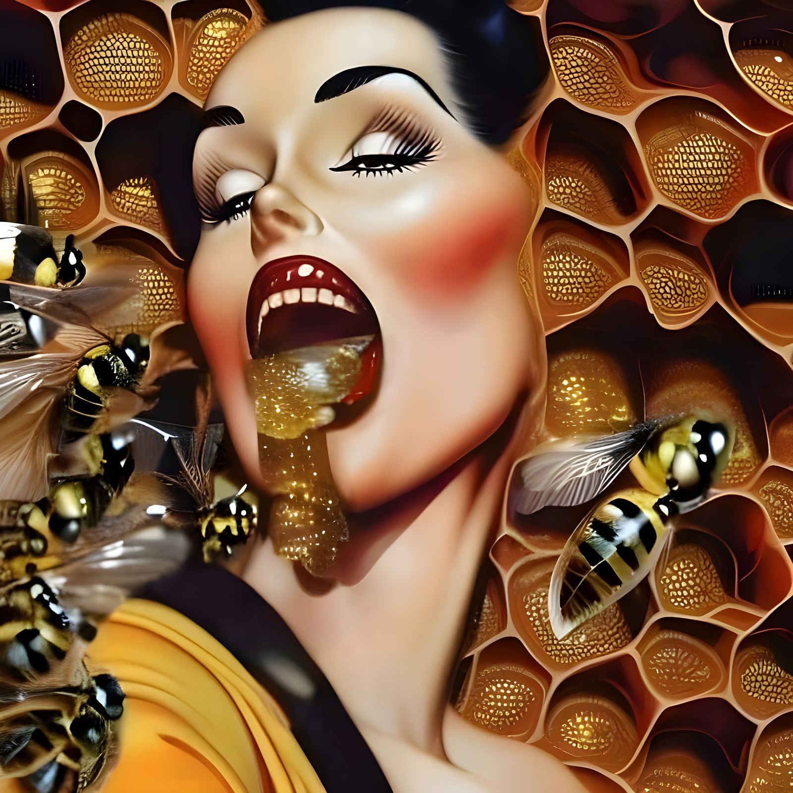 Bee Stung Lips Sweet And Gilded Ai Generated Artwork Nightcafe Creator