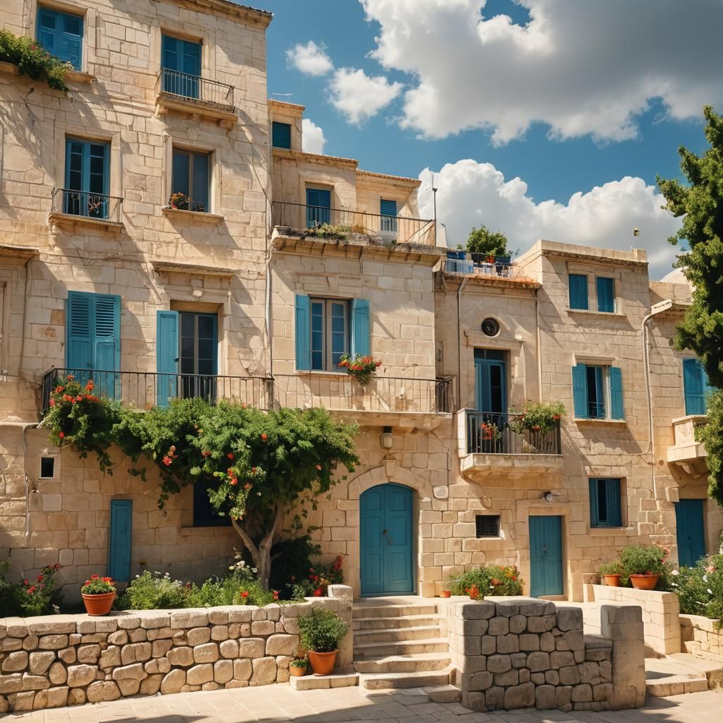 a maltese house in summer