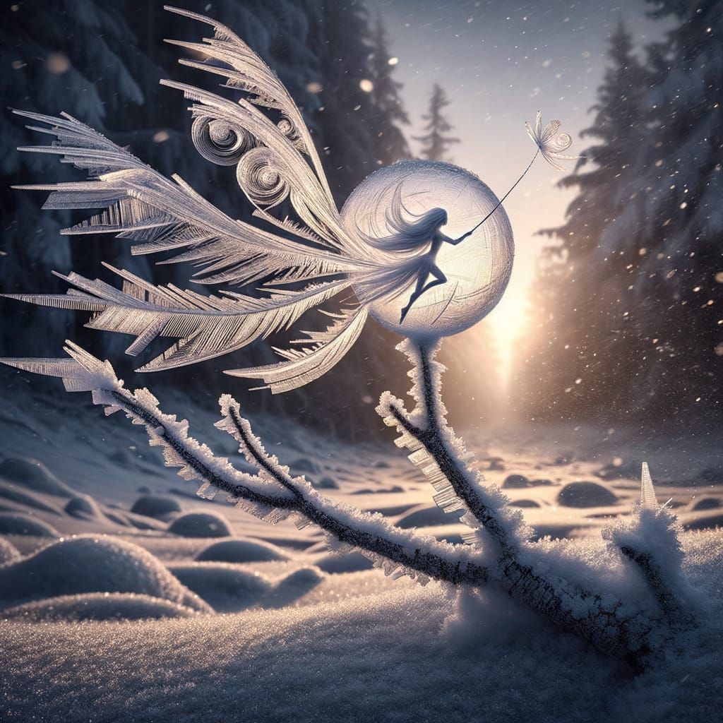 Nascent wind sprite of swirling frost   by @Gettafix
