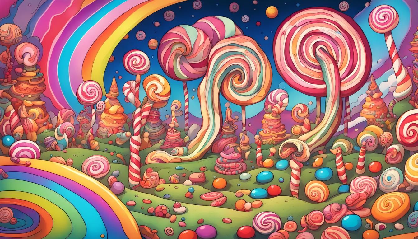 Candy Wonderland psychedelic art AI Generated Artwork NightCafe Creator