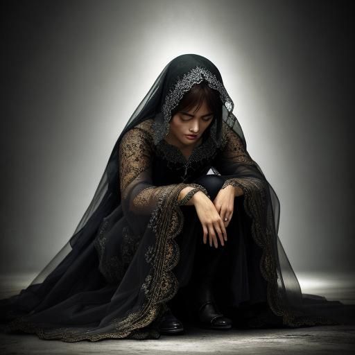 A Beautiful Woman Crouched Down Wearing Sheer Cloth