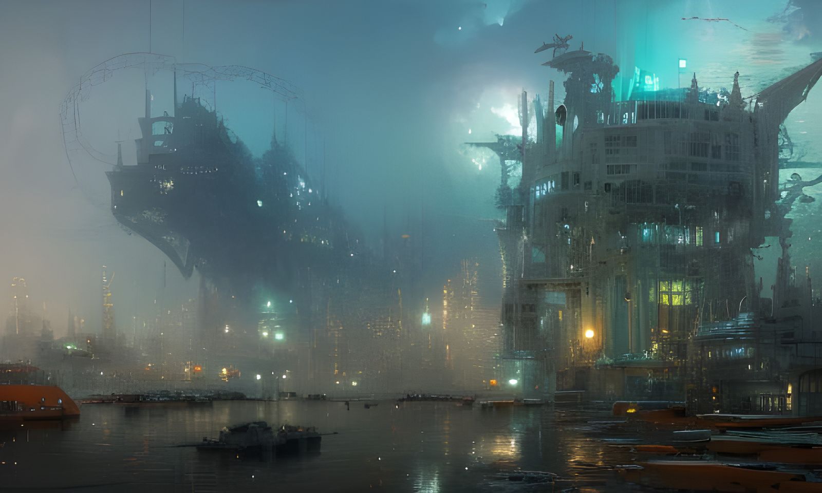 Port of a Future City - AI Generated Artwork - NightCafe Creator