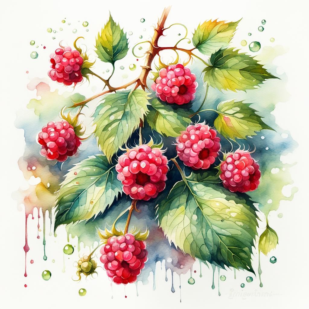 a branch with raspberries   by @Elly 
