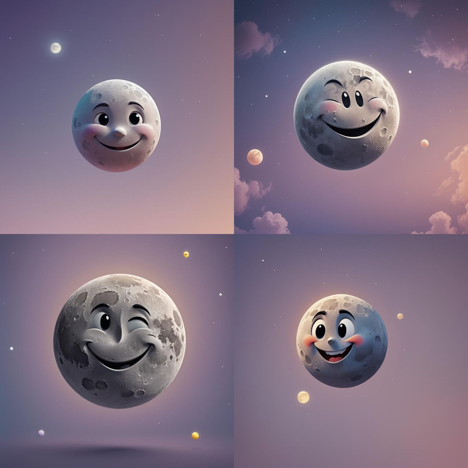 one full moon, cute, sweet, looking to the right side smiley