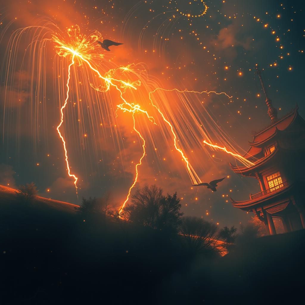 Bright Stars and Fireworks Display