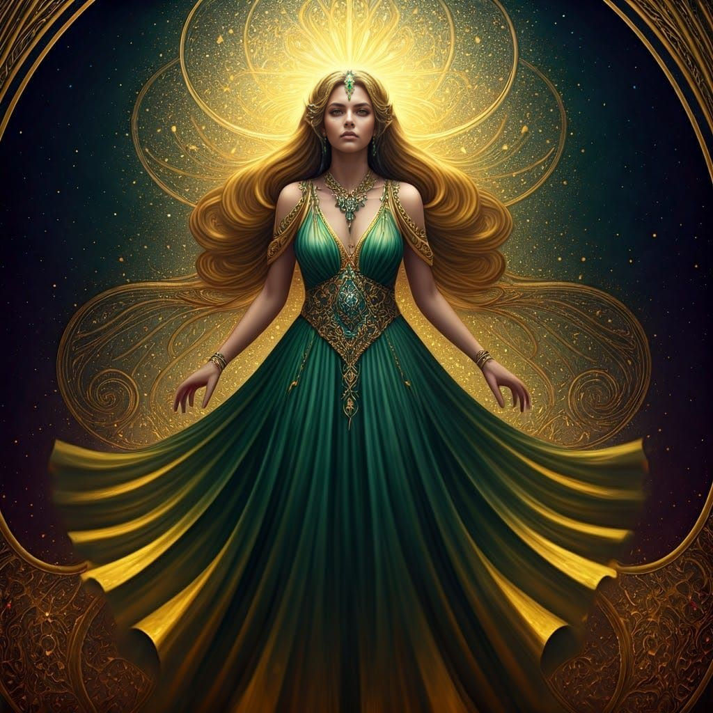 Cosmic Goddess in Ombre Holographic Gown