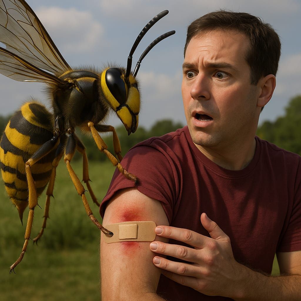 Wasp puts band-aid on bee sting
