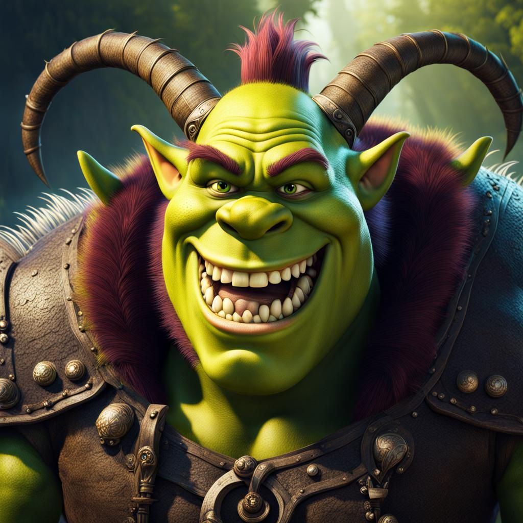 Shrek as a 100 toothed monster
